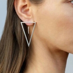 COPY - Silver Triangle Floating Bar Earrings
